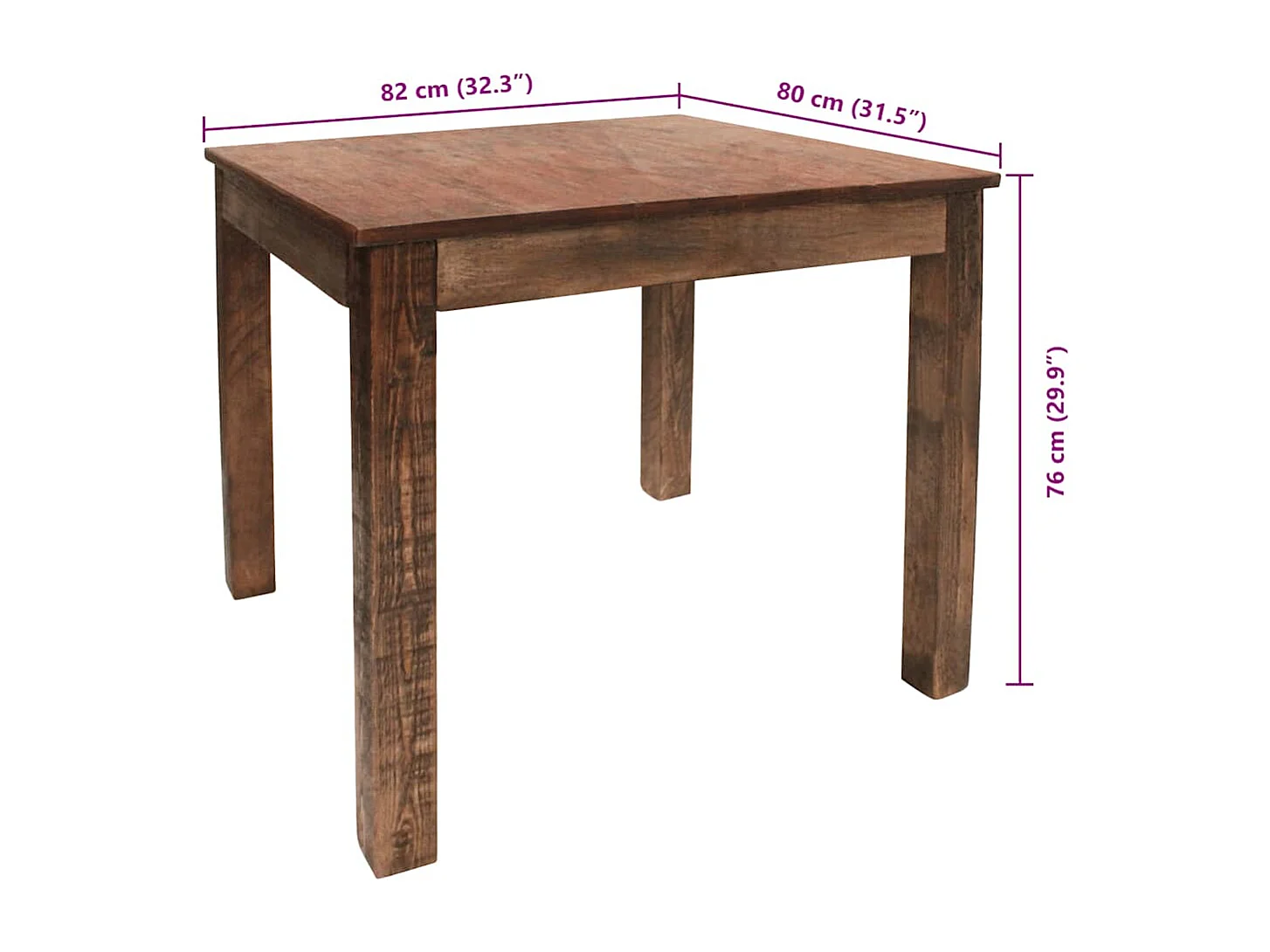 Table à manger bois de récupération mélangé 82x80x76 cm