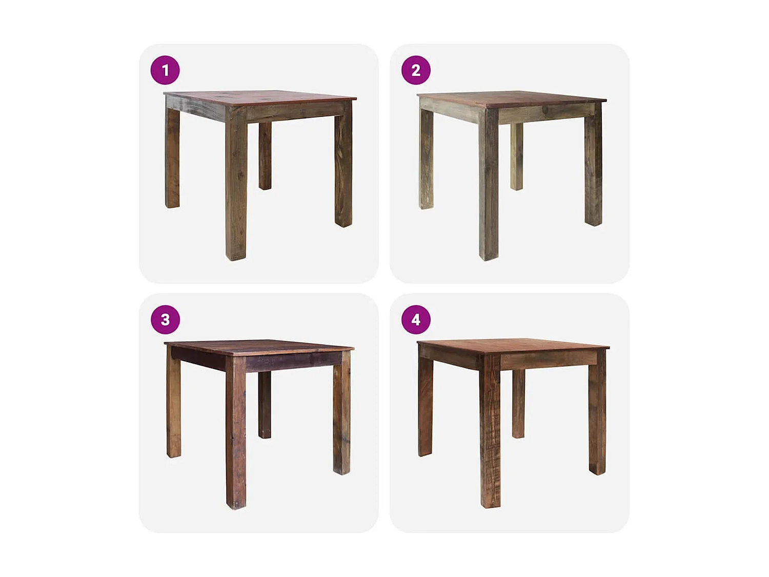 Table à manger bois de récupération mélangé 82x80x76 cm