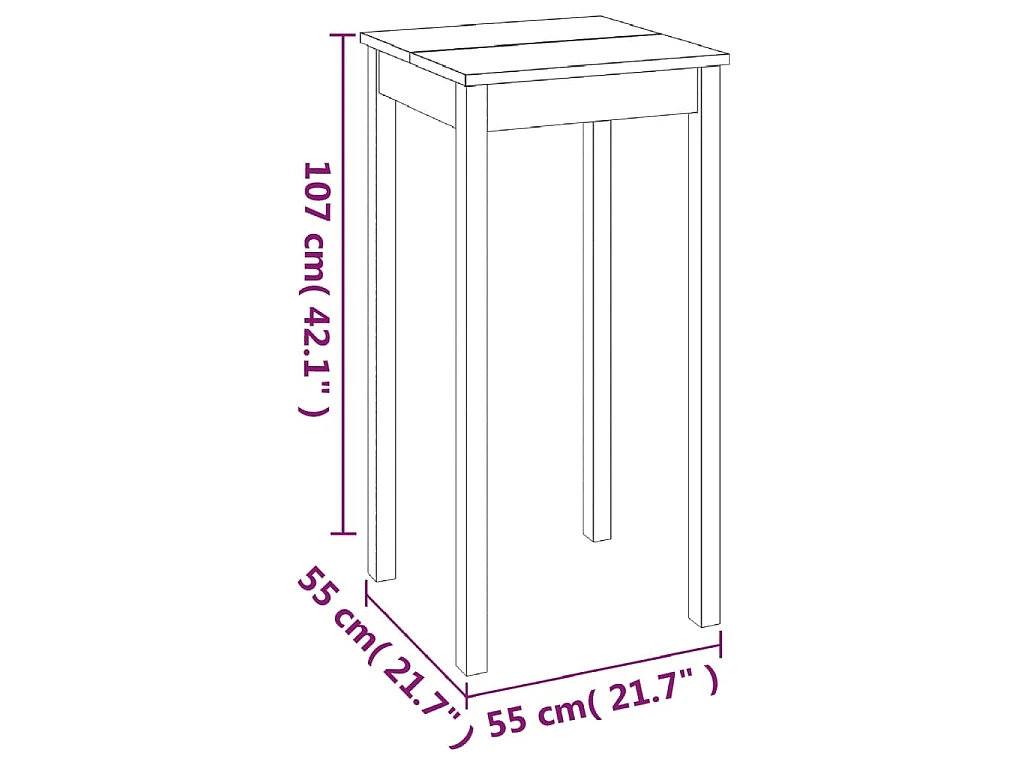 Table de bar MDF noir 55x55x107 cm