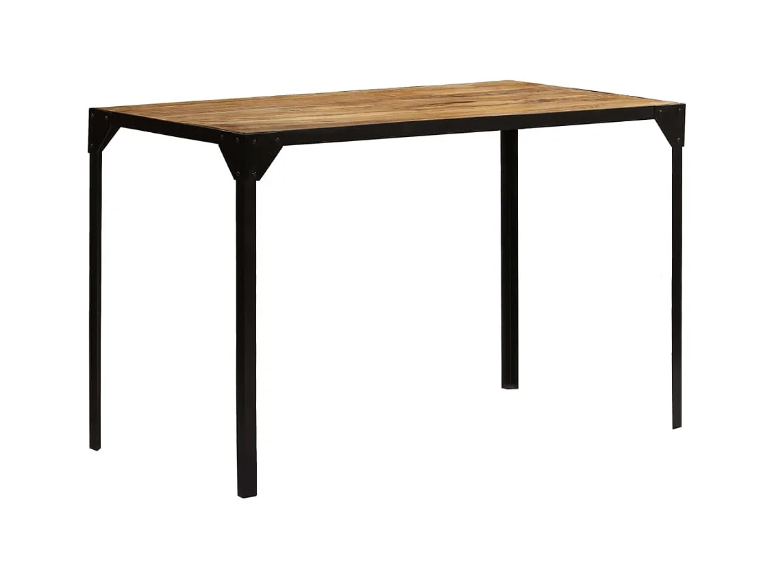 Table à manger Bois de manguier brut massif et Acier 120 cm
