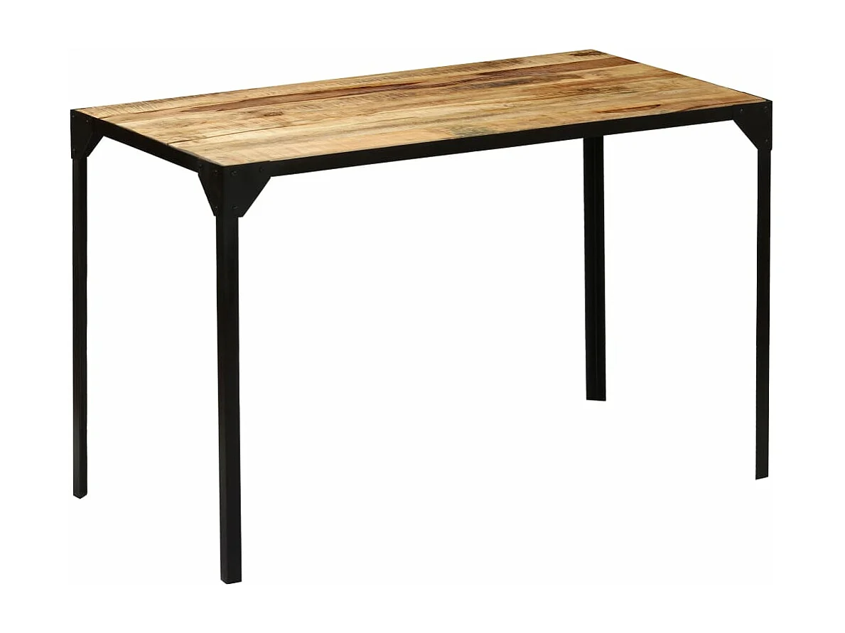 Table à manger Bois de manguier brut massif et Acier 120 cm