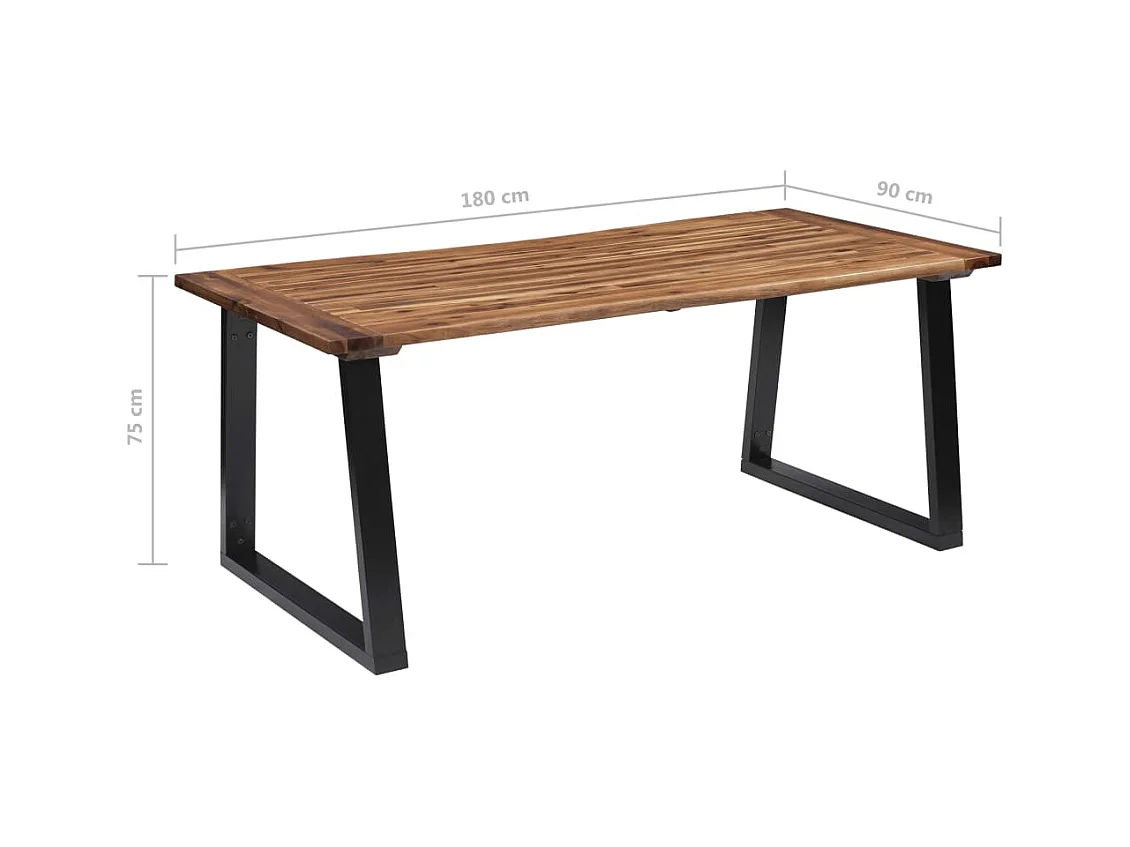 Tavolo da Pranzo in Legno Massello di Acacia 180x90 cm