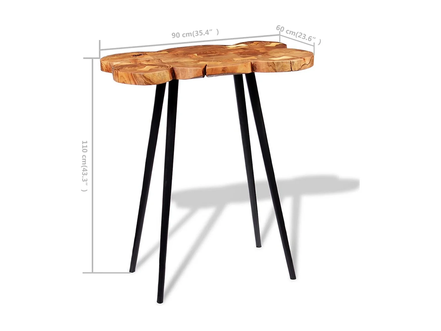Table de bar Bois d'acacia massif 90x60x110 cm