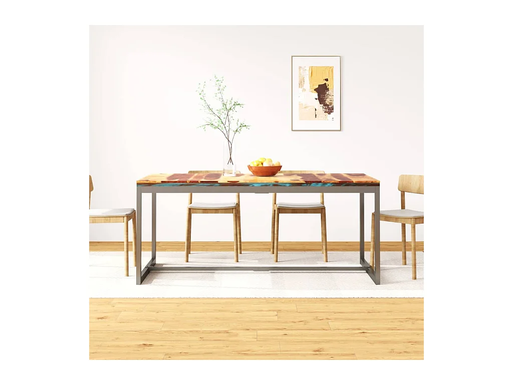 Table à manger Bois massif et acier 180 cm