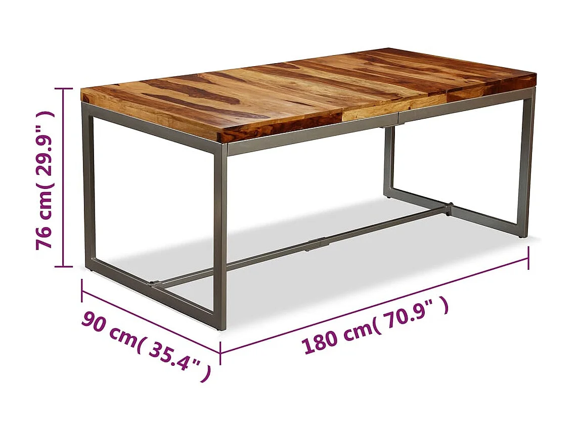 Table à manger Bois massif et acier 180 cm