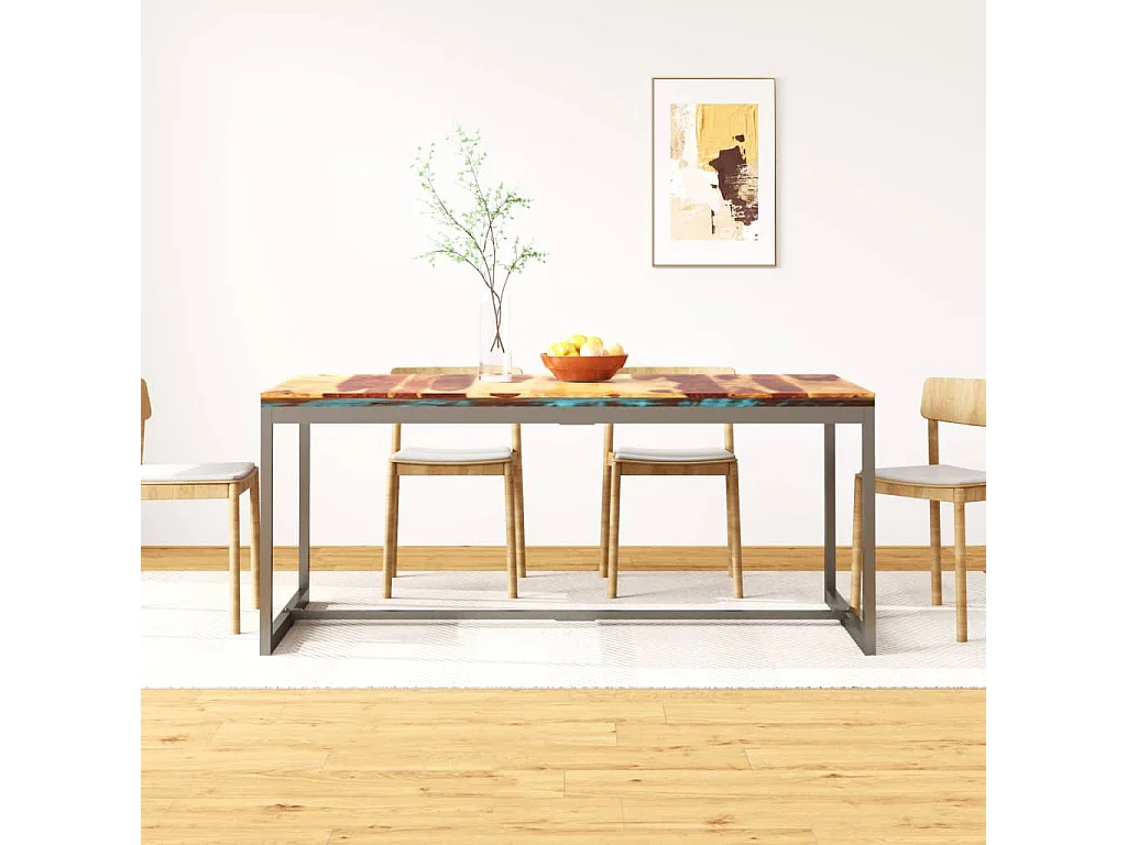 Table à manger Bois massif et acier 180 cm