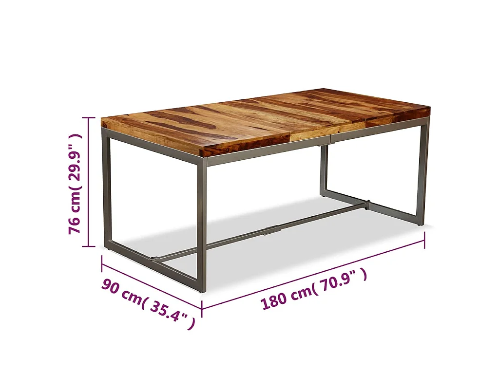 Table à manger Bois massif et acier 180 cm