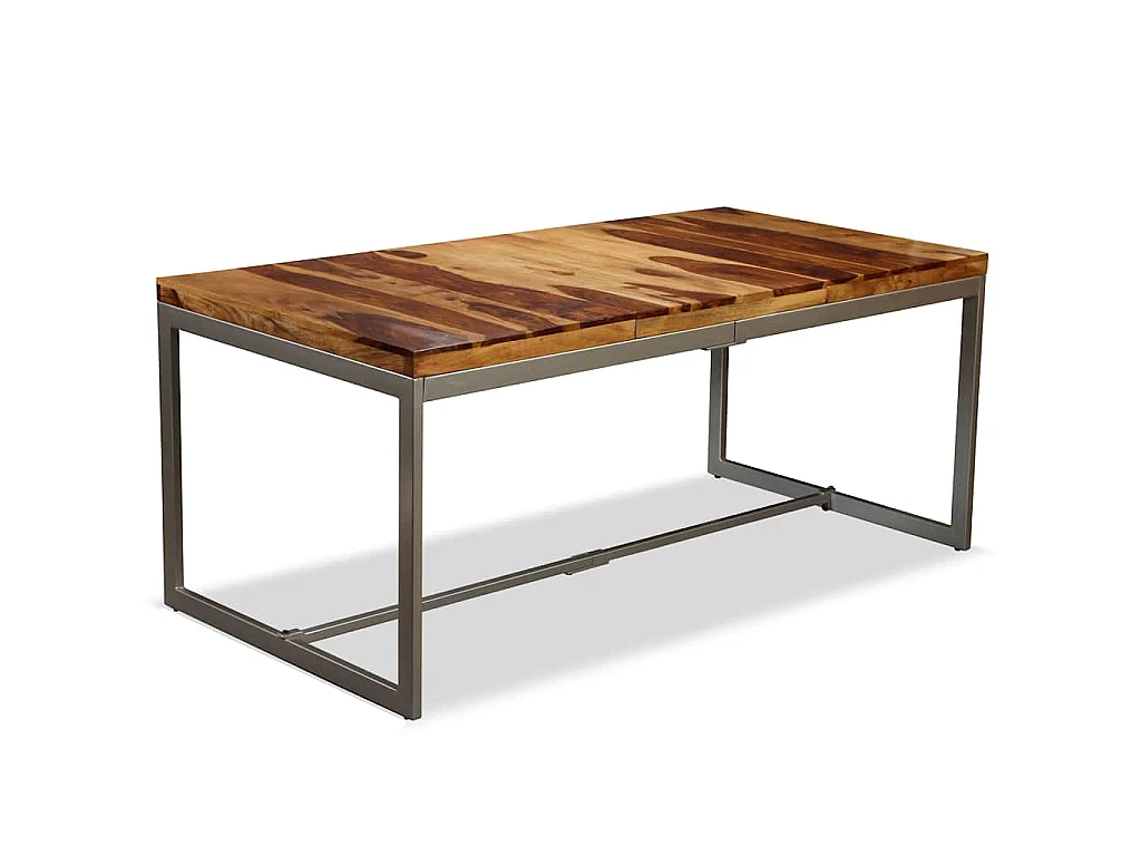 Table à manger Bois massif et acier 180 cm
