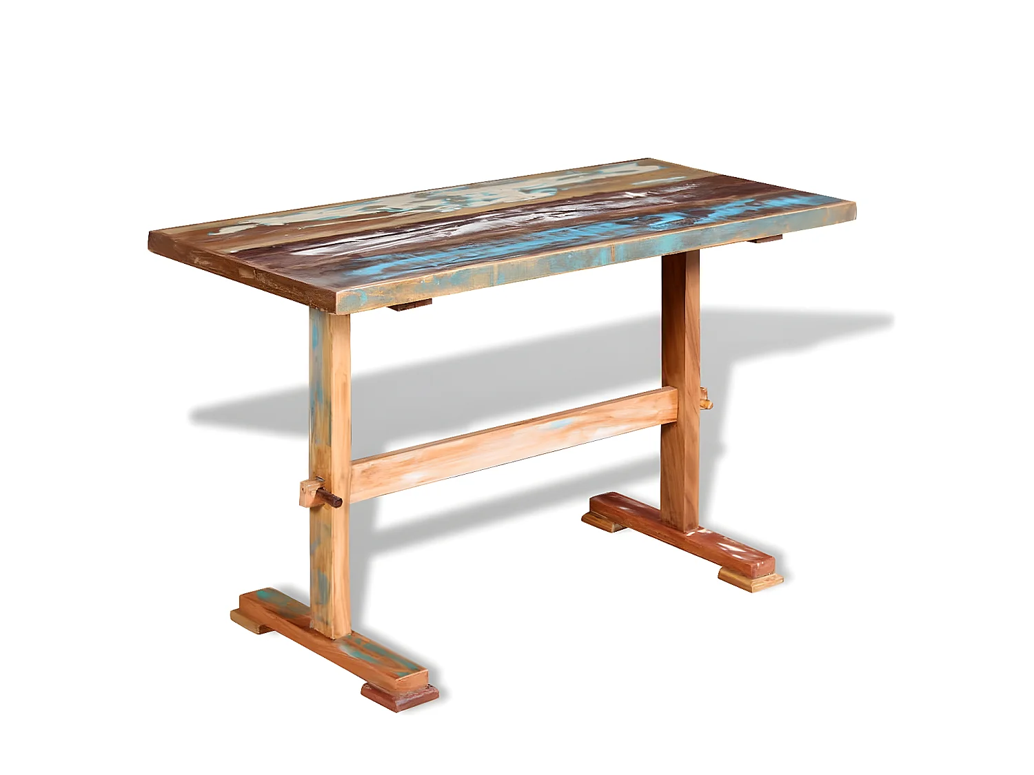 Eettafel op voet 120x58x78 cm massief gerecycled hout