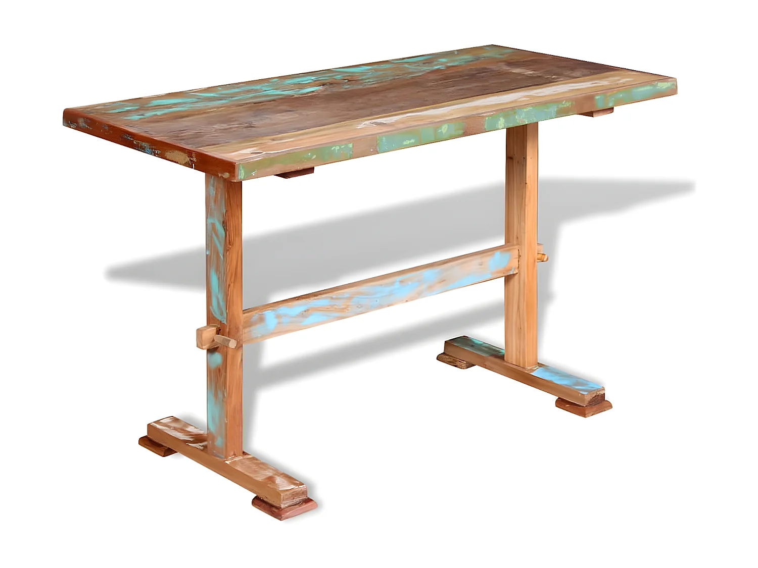 Eettafel op voet 120x58x78 cm massief gerecycled hout