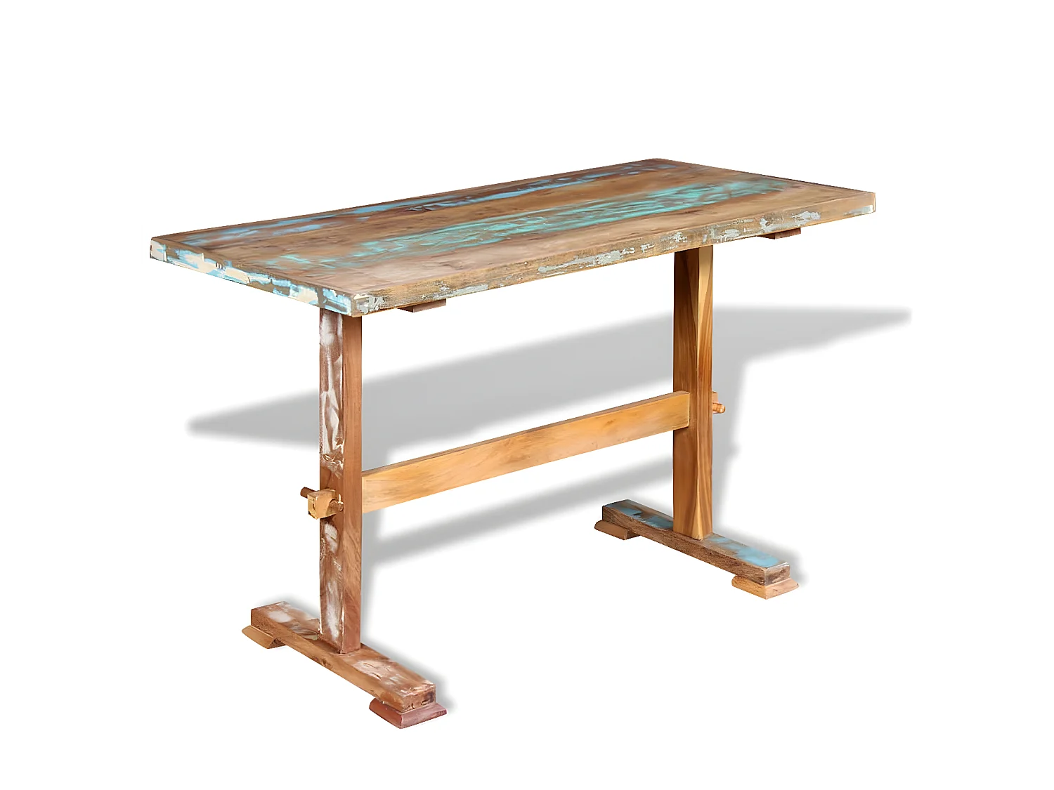 Eettafel op voet 120x58x78 cm massief gerecycled hout