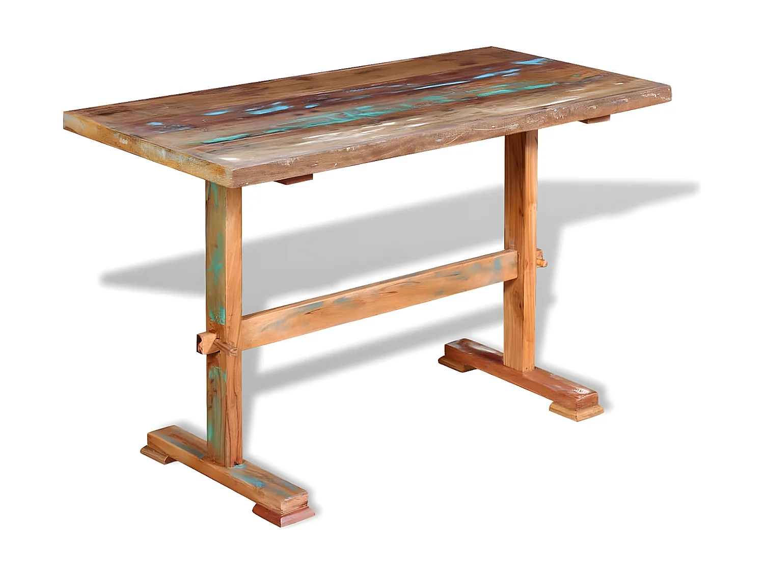 Eettafel op voet 120x58x78 cm massief gerecycled hout