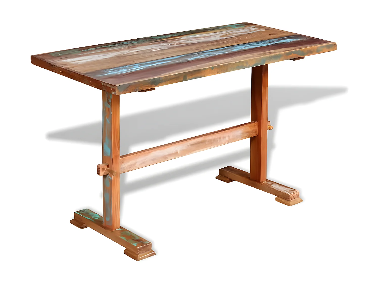 Eettafel op voet 120x58x78 cm massief gerecycled hout