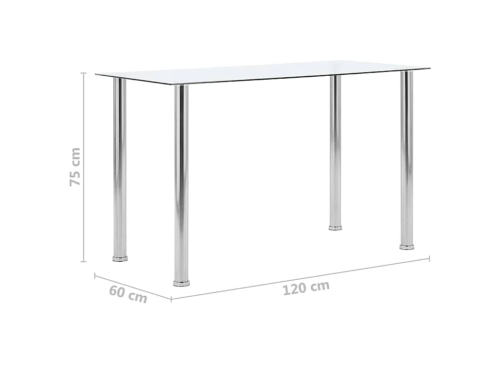 Table à manger Transparent 120x60x75 cm Verre trempé