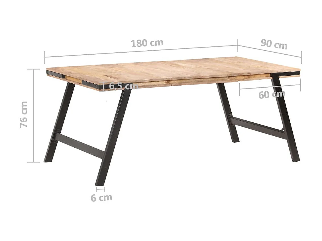 Tavolo da Pranzo 180x90x76 cm in Legno Massello di Mango