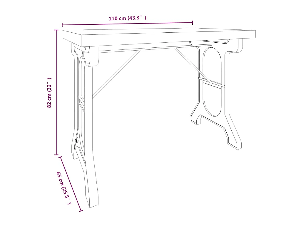 Table à dîner 110x65x82 cm Bois de sapin massif et fer