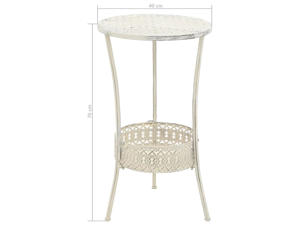 Table de bistro Style vintage Ronde Métal 40x70 cm Blanc