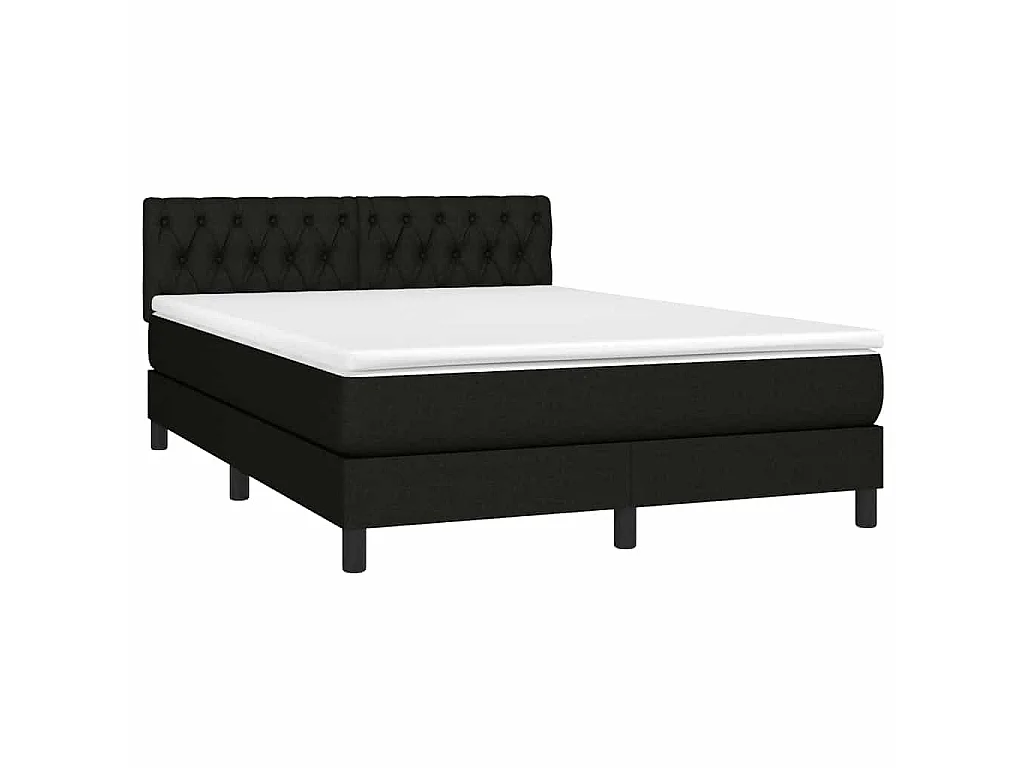 Boxspring met matras en LED stof zwart 140x190 cm