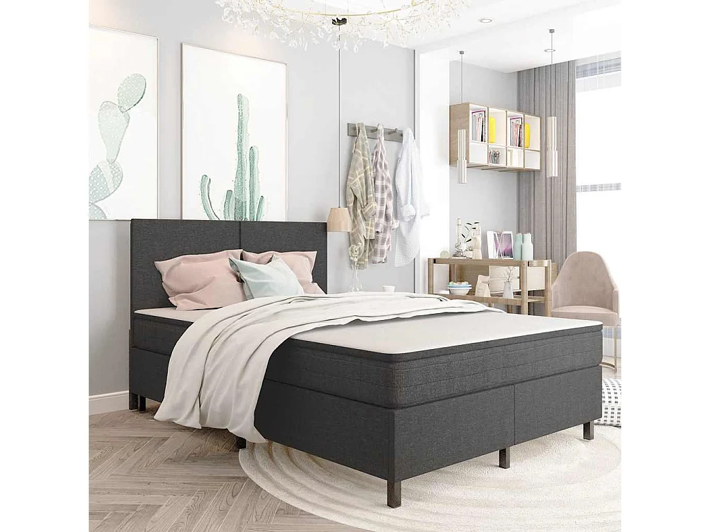 Estructura de cama Box Spring tela gris 140x200 cm