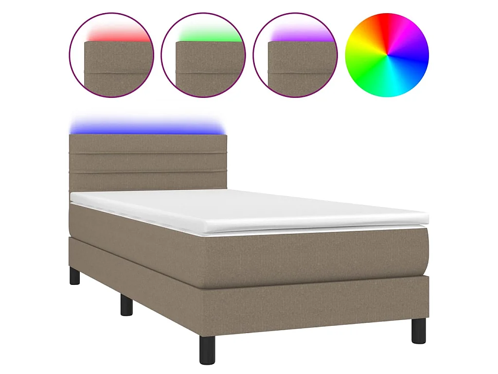 Boxspringbett mit Matratze & LED Taupe 90x200 cm Stoff