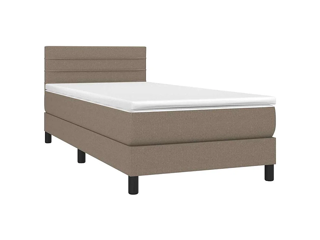 Sommier à lattes de lit avec matelas LED Taupe 90x200 cm Tissu