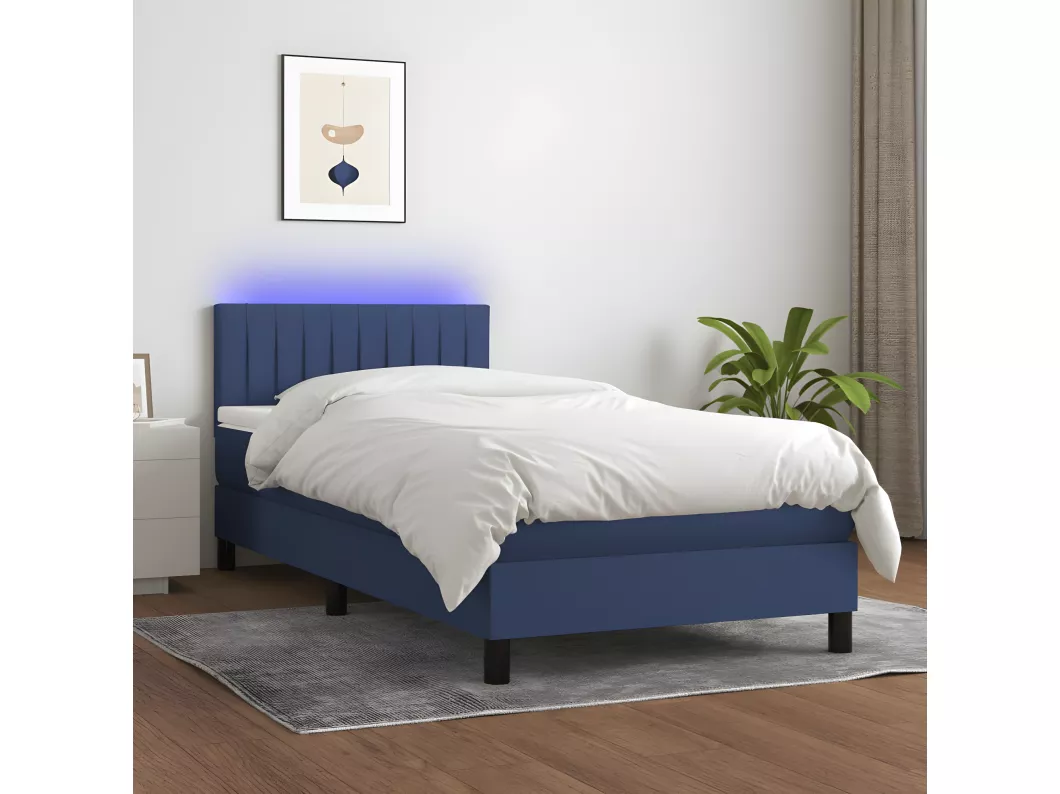 Kauf Unique Boxspringbett mit Matratze & LED Blau 90x200 cm Stoff