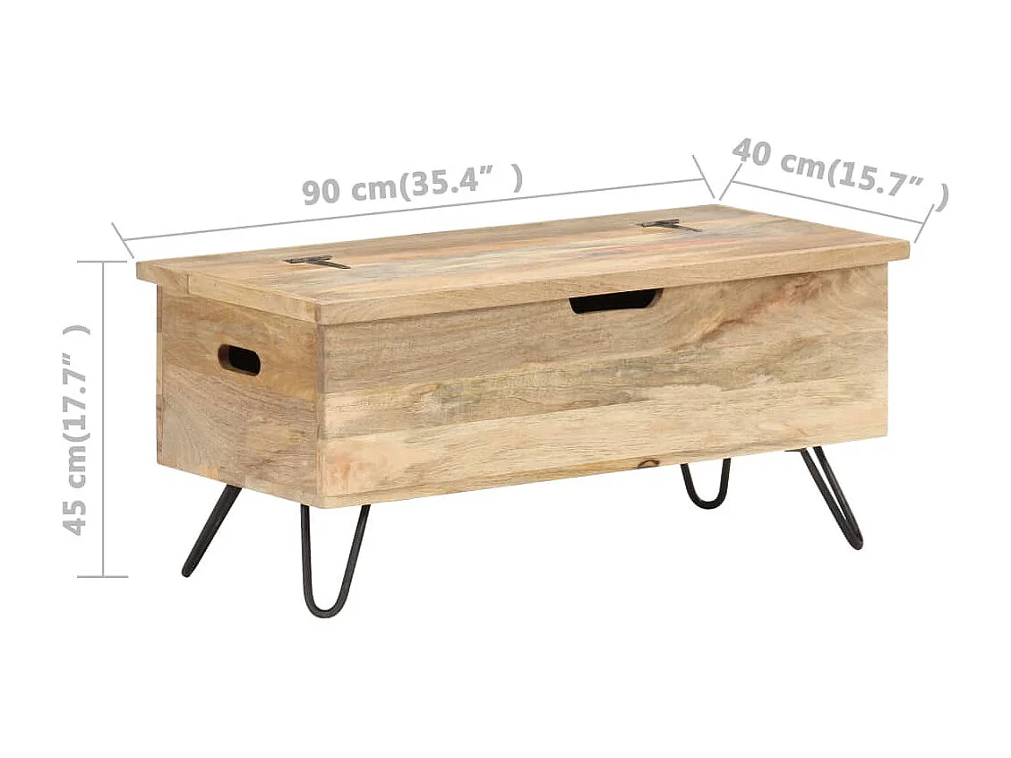 Opbergkist 90x40x45 cm massief mangohout