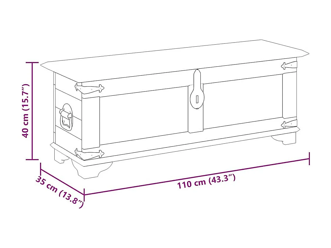 Coffre de rangement Bois de manguier brut