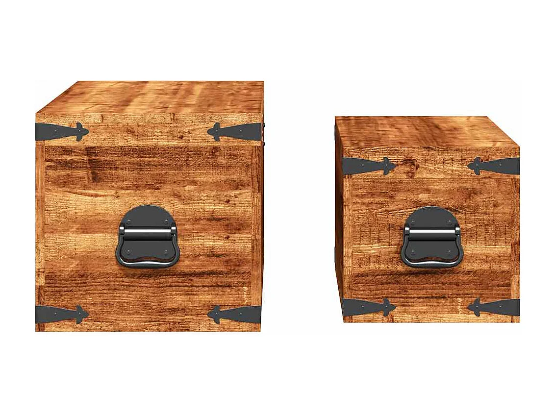 Coffre de rangement 2 pcs Bois de manguier brut