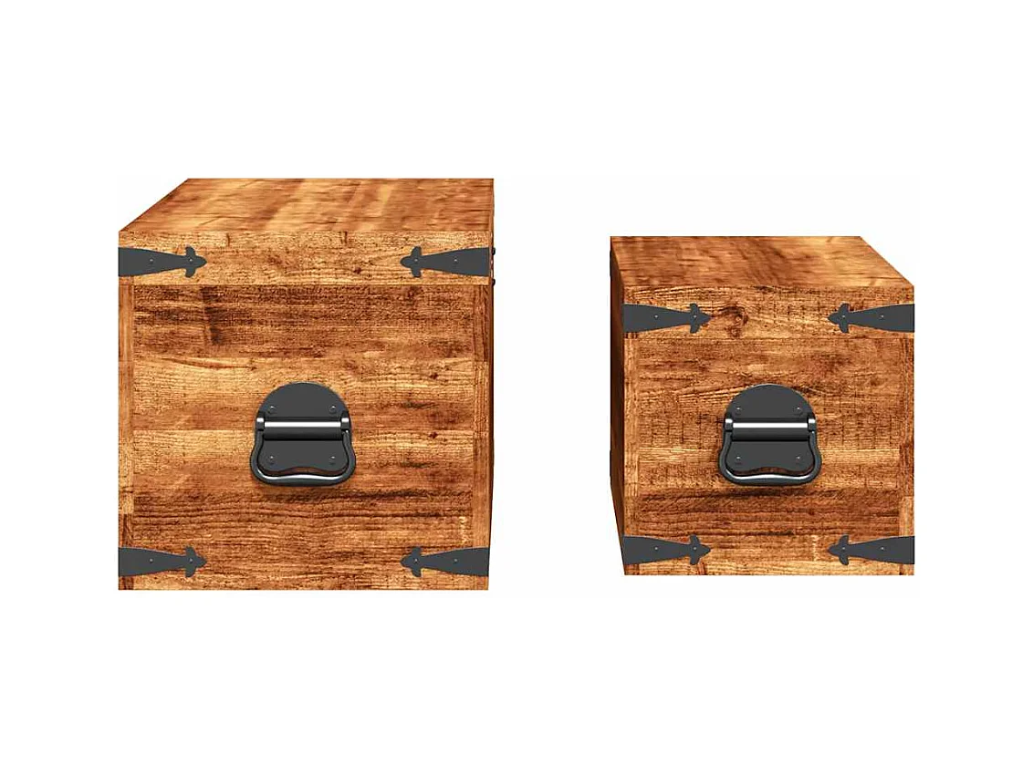 2-delige Opbergkistenset ruw mangohout
