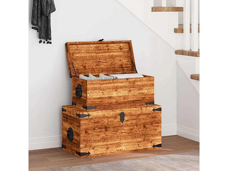 2-delige Opbergkistenset ruw mangohout