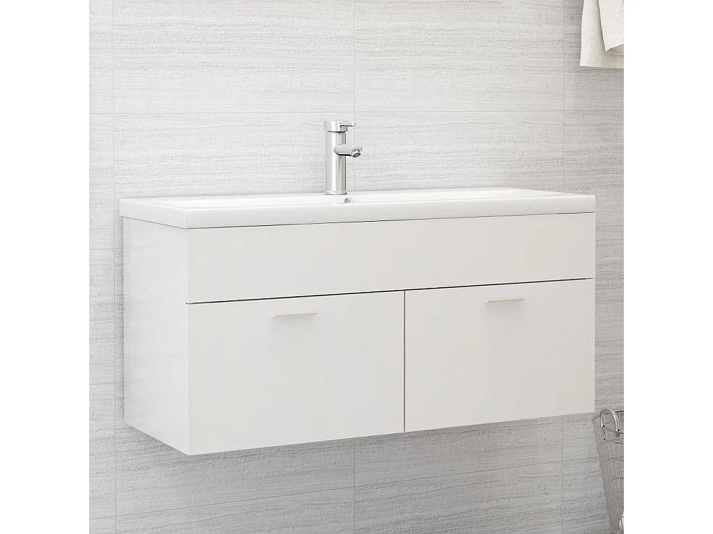 Armario para lavabo madera contrachapada blanco 100x38,5x46 cm