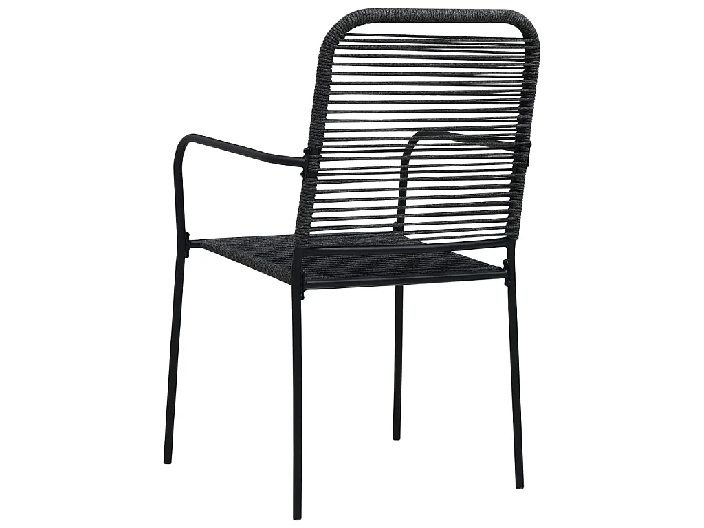 Chaises de jardin lot de 4 Corde en coton et acier Noir