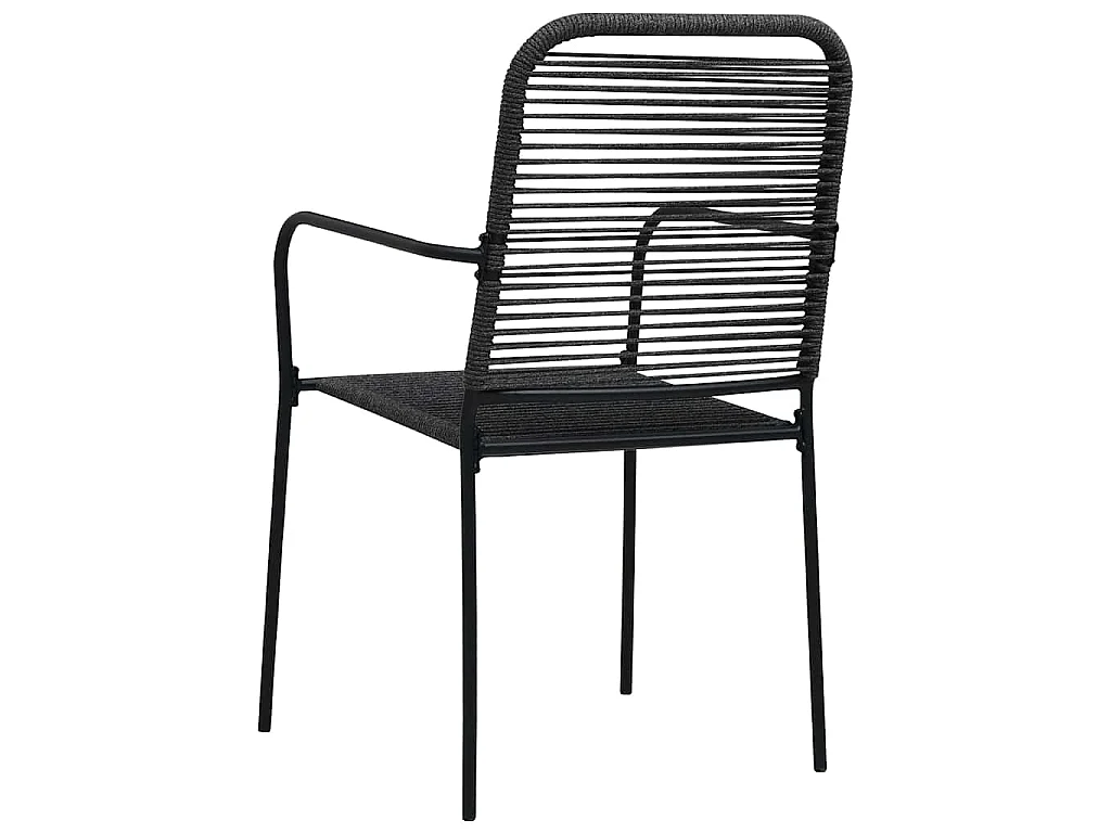 Chaises de jardin lot de 4 Corde en coton et acier Noir