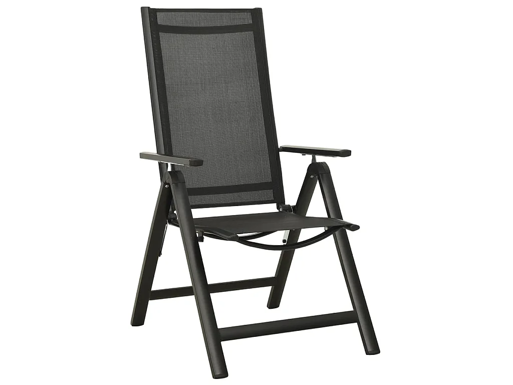 Cadeiras de jardim dobráveis 2 pcs textilene e alumínio preto