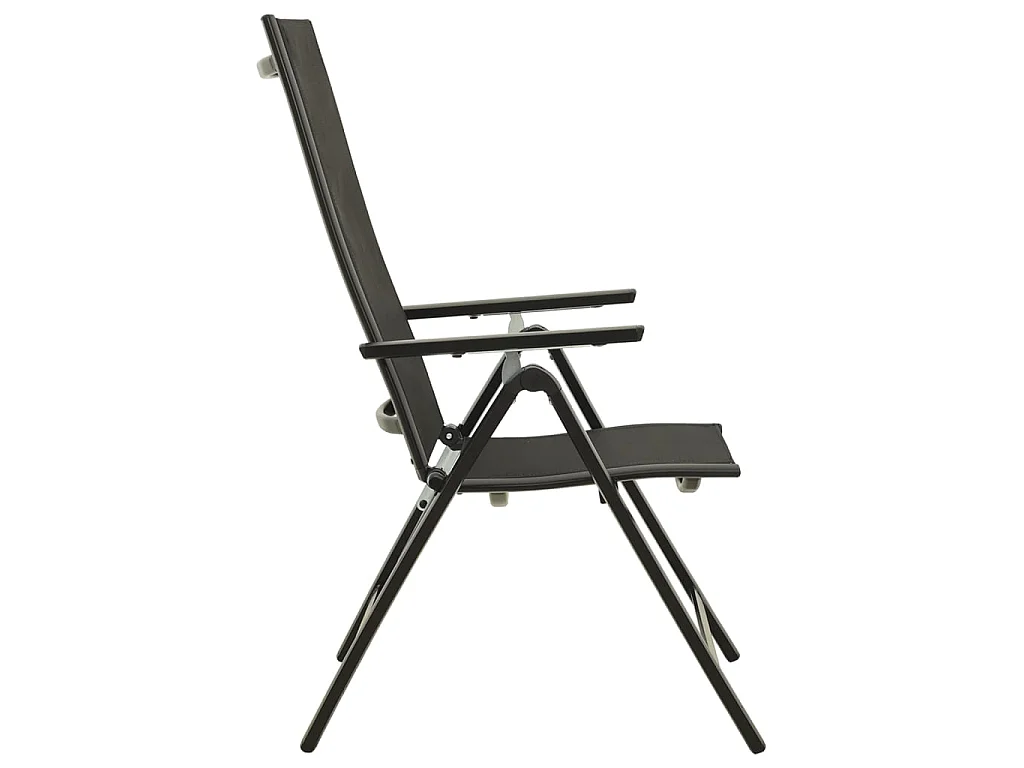 Cadeiras de jardim dobráveis 2 pcs textilene e alumínio preto