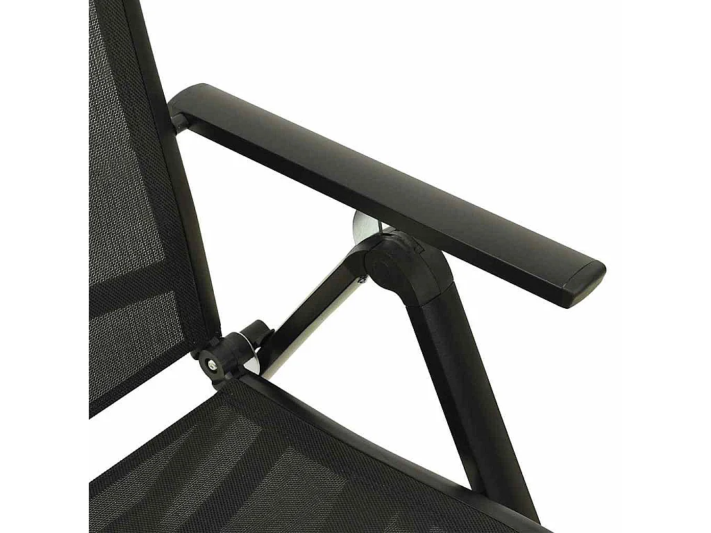 Klappstühle, 2 Stück, Textilene und Aluminium, Schwarz