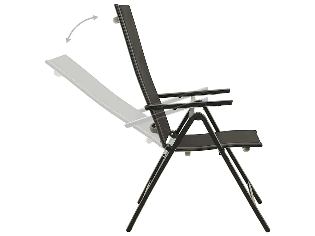 Klappstühle, 2 Stück, Textilene und Aluminium, Schwarz