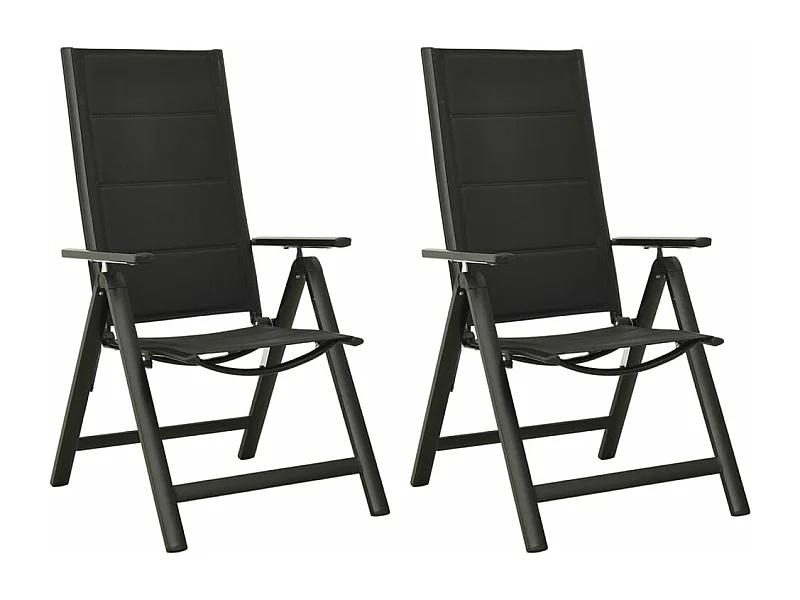 Klappbare Gartenstühle 2 Stk. Textilene und Aluminium Schwarz