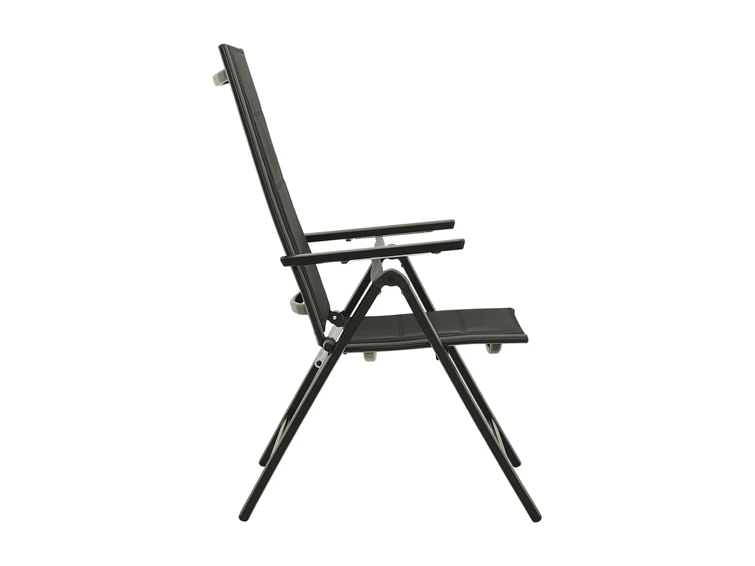 Chaises pliables de jardin lot de 2 Textilène et aluminium Noir