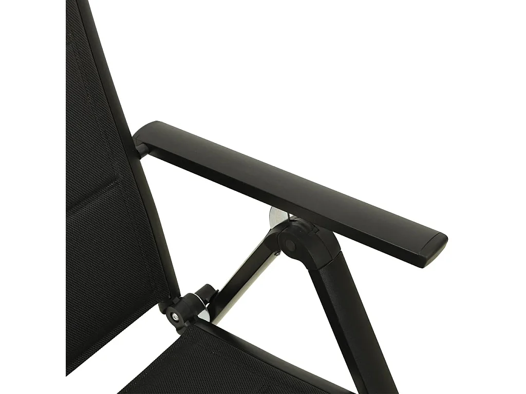 Chaises pliables de jardin lot de 2 Textilène et aluminium Noir