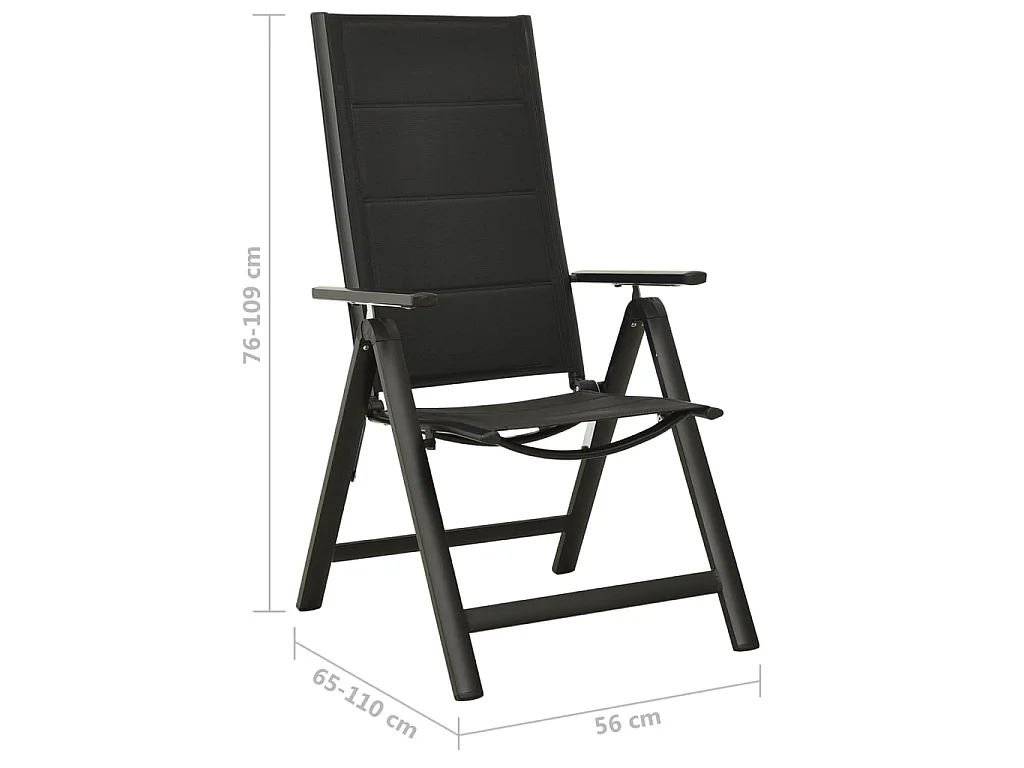 Sedie Giardino Pieghevoli 2 pz Textilene e Alluminio Nere