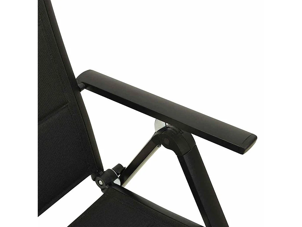 Chaises pliantes 2 pièces en textilène et aluminium noir