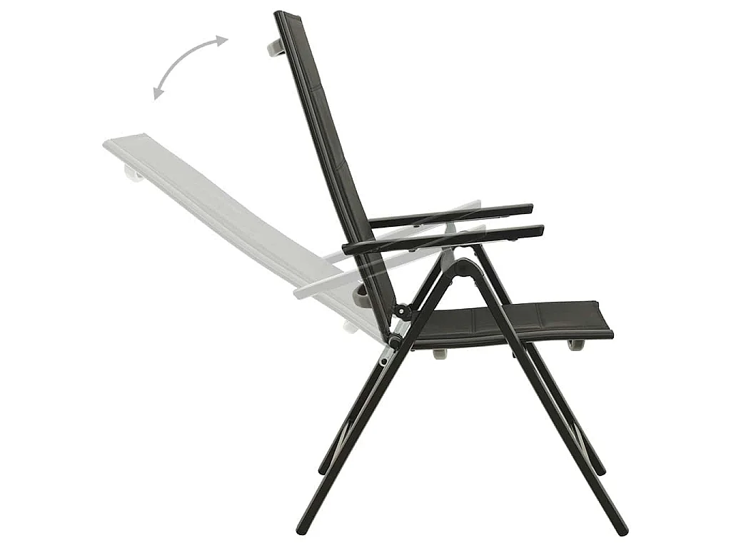 Chaises pliantes 2 pièces en textilène et aluminium noir