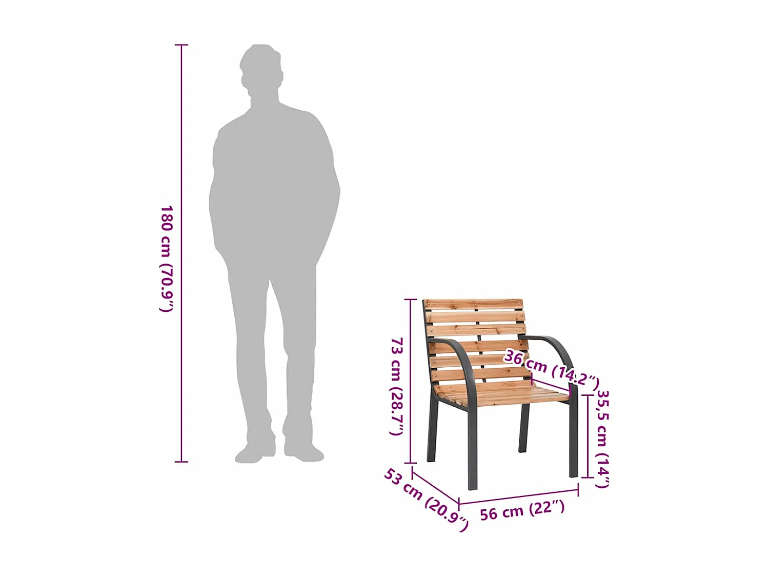 Chaises de jardin lot de 2 Bois de sapin massif