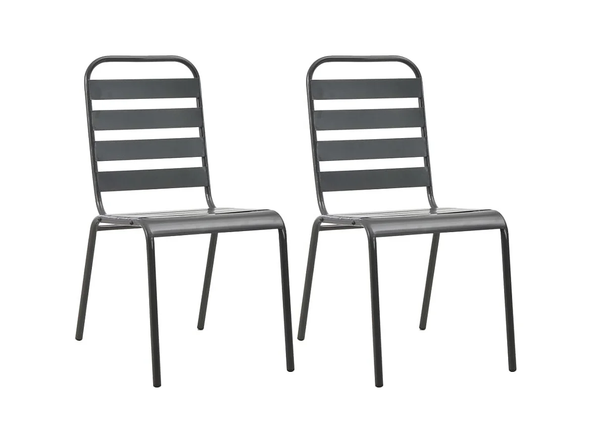 Chaises empilables de d'extérieur lot de 2 Acier Gris