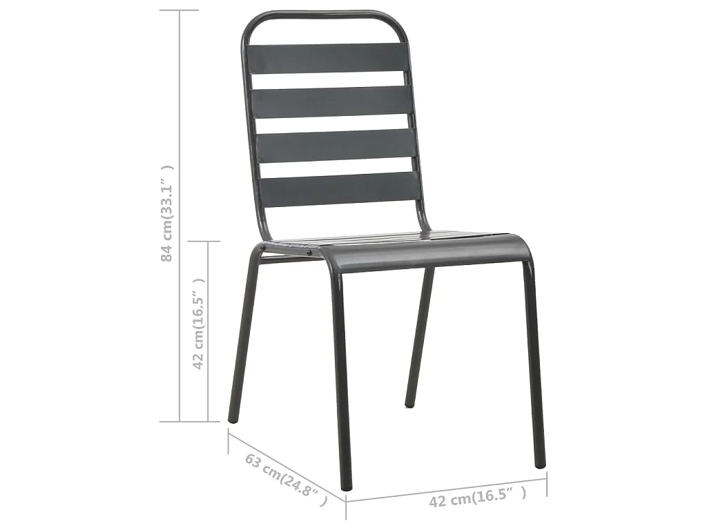 Tuinstoelen stapelbaar 2 st staal grijs