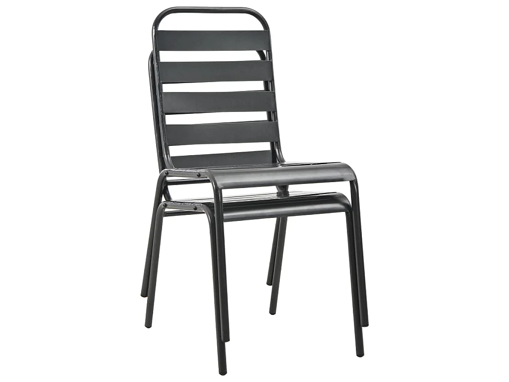 Tuinstoelen stapelbaar 2 st staal grijs