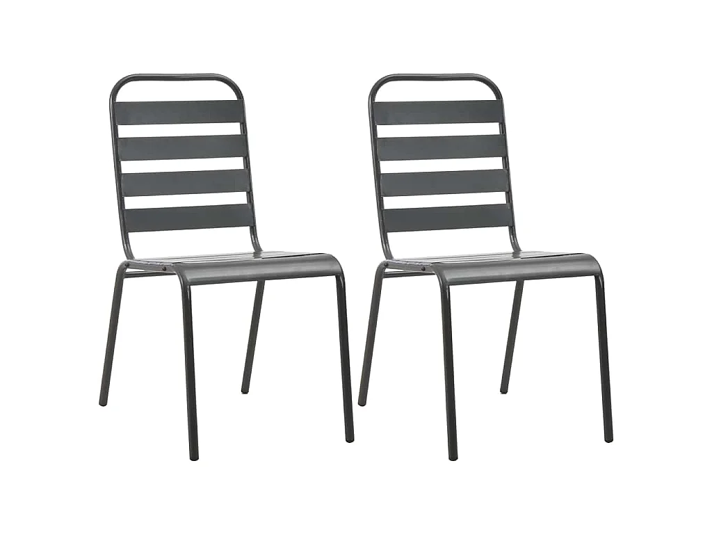 Stapelbare Gartenstühle 2 Stk. Stahl Grau