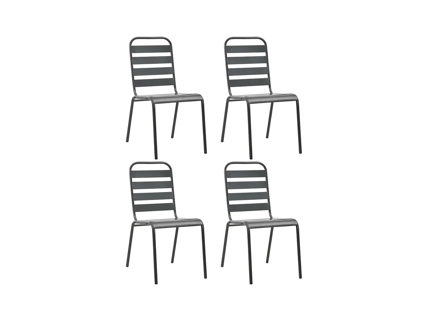 Chaises d'extérieur lot de 4 Design à lattes Acier Gris foncé